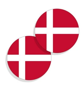 Paquete de 4 calcomanías de bandera danesa de calcomanías de bandera redonda de Dinamarca - Imagen 1 de 4