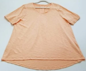 Chico’s T Shirt Women’s 3 Extra Large XL Orange Short Sleeve V Neck Stretch  Tee - Picture 1 of 9