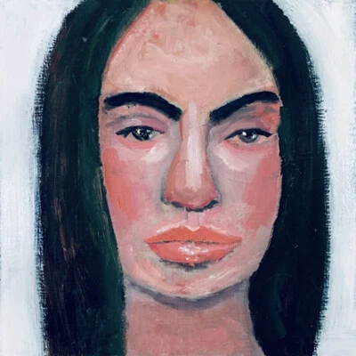 Arte de pared original pintura al óleo retrato 6x6 cuadrado aburrido mujer retrato arte Foto 1 de 4