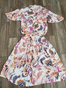 Vintage E Rayon Set Top And Skirt Set Sz 7/8 - Picture 1 of 9