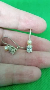 Orecchini di perle in argento sterling .925 con zirconi - Foto 1 di 7