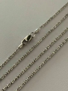 Massiv 14 Karat Weißgold Damen 1,5 mm funkelndes Seil Kette Twist Halskette Diamantschliff - Bild 1 von 9