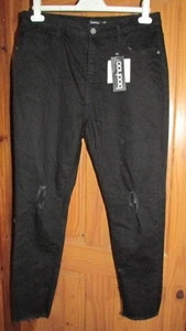 ladies black high waist distressed frayed hem skinny jeans,Boohoo,14,bnwt - Picture 1 of 2