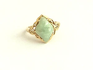 Anillo de jadeíta de oro amarillo de 14k talla 7,5 - Imagen 1 de 8