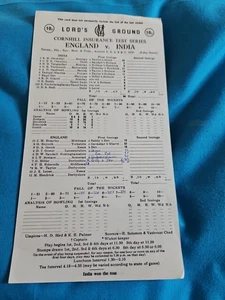 England V India 2,3,4,6&7 August 1979 Scorecard - Picture 1 of 3