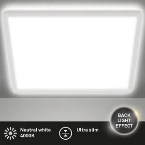 Deckenleuchte Briloner Slim LED 18W 29,3cm mit Hintergrundlicht Deckenlampe - Bild 1 von 5