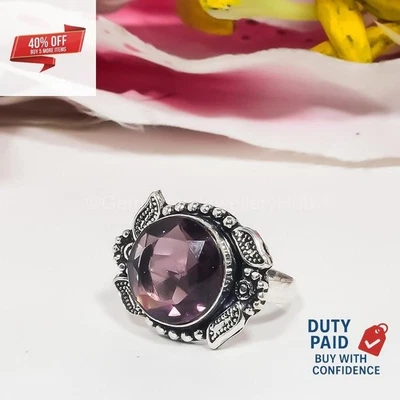 Venta de Black Friday 925 plata esterlina genuina amatista anillo declaración joyería Foto 1 de 4