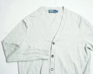 Ralph Lauren 100% Merino Wool Cardigan mens Button Sweater top size XL beige - Picture 1 of 10
