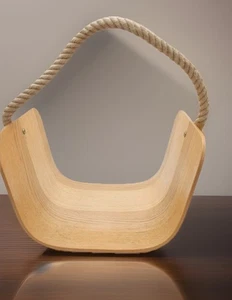 Cesta de almacenamiento de madera curvada de fresno IKEA Värmer con mango de cuerda de cáñamo RETIRADA MODERNA - Imagen 1 de 13