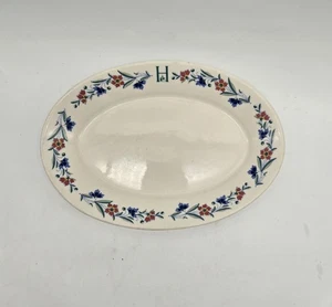Homestead Hotel Oval Olive? Plate 8" x 5.75" Monogram H Homer Laughlin Rare Vtg - Picture 1 of 11