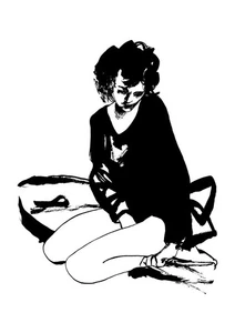 BAUDOIN FEMME AU PULL NOIR TIRAGE FORMAT A4 PAPIER TEXTURÉ - Imagen 1 de 1