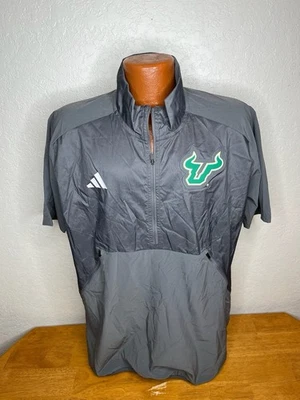 Men's Adidas S/S 1/2 Zip Pullover Medium M- USF Bulls Football - Gray - Poly - Image 1 of 4