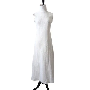 70s VTG Vicky Vaughn Chain Knit High Neck Turtleneck Maxi Sweater Dress XS MCM - Picture 1 of 11