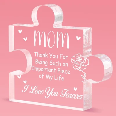 Placa Acrílica Regalos para Mamá Regalo de Cumpleaños de Hija Puzzle Forma Plaga Sig Foto 1 de 4