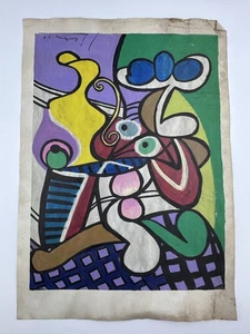 Pablo Picasso COA dipinto arte disegno originale carta vintage firmato - Foto 1 di 3