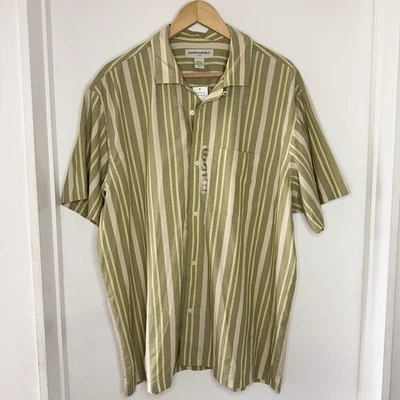 Banana Republic Men’s Cotton Green Stripe Short Sleeve Button Up Shirt XXL NEW  - Image 1 of 4