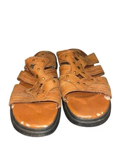 ARIAT Brown Strappy Leather Boho Slip-on Sandals Slides Size 8.5B READ - Picture 1 of 7