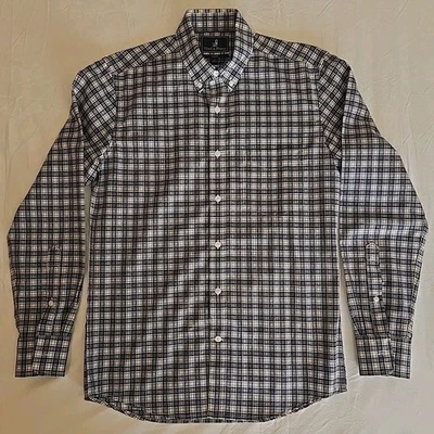 Wool & Prince Merino Wool Mens Dress Shirt Small Blue White Check Slim Fit - Image 1 of 4