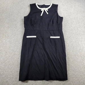 Talbots Damen Kleid 14 Schwarz Schleife Ärmellos Ponte Stretch Preppy Etui - Bild 1 von 12