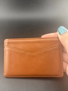 Portafoglio Vintage Starbucks Slim Porta Carte di Credito ID Pelle Marrone Accenti Gialli - Foto 1 di 7