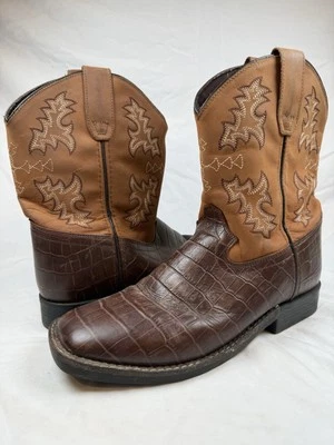 Botas de Vaquero Dan Post Gator Estampadas Western Puntera Cuadrada Marrón Stockman JUVENTUD 6 Foto 1 de 4