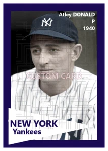 Atley Donald - 1940 New York Yankees - 2.5 x 3.5 custom card (blank back) - Picture 1 of 1