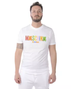 T shirt Maglietta Moschino Swim Sweatshirt Cotone Uomo Bianco A1910 2325 1 - Picture 1 of 11