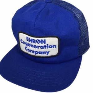 NOS New Vtg 80 90’s ENRON Cogeneration Blue Mesh TRUCKER SnapBack Baseball Cap - Picture 1 of 6