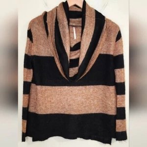 Suéter Free People Mujer Cuello Capucha Talla S Marrón Negro Rayas Mezcla Alpaca - Imagen 1 de 7