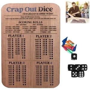 Funny Crap Out Dice Score Board Wooden Dice Board Game Farkle Dice Tray AU - Picture 1 of 12