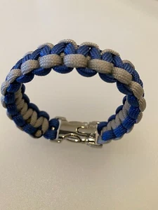Paracord 550 Survival Solomon Cobra Reversible Bracelet Handmade Blue Gray 7 3/4 - Picture 1 of 7