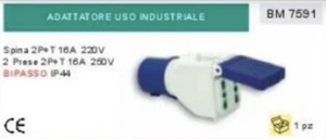 Adapter Industrial Plug 2P+T 220V 2 Sockets 220V 16A Cee Bypass IP44 - Bild 1 von 1