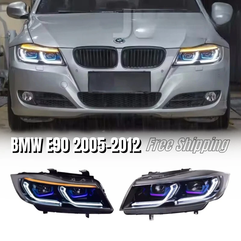 Faróis de LED BMW E90 320i 323i 325 330 335 2005-2012 faróis atualização DRL - Imagem 1 de 4