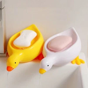 Yellow Duck Shape Soap Dishes Drainable Soap Holders Cute Soap Box Bathroom - Picture 1 of 14