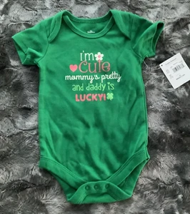 St Patrick'sDay I'm Cute Mom is pretty Dad is Lucky 1 Piece 3-6 Month B4 NWT - Picture 1 of 3