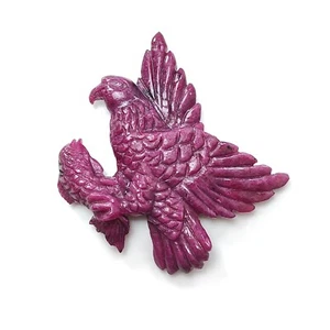 92.00cts Natural Untreated Ruby Gemstone Bird Carving Sculpture Figurine 41*35mm - Picture 1 of 8