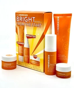 Ole Henriksen BRIGHT FROM START Set~Cleanser+Vit C Serum+Eye Cream+FREE Gel•NEW - Picture 1 of 11