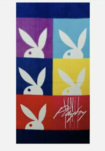 Carrés serviettes de plage lapin blanc Playboy sous licence officielle 30 x 60" 100 % coton