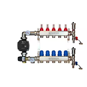 Ensemble de règles à valeurs fixes Grundfos + distributeur de circuit de chauffage 2 à 12 fois chauffage par le sol - Photo 1/27