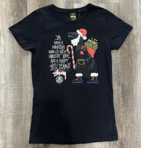 Stussy 2009 Christmas Tee Shirt Women’s Medium Dinosaur Rare Vintage Trex Y2K - Picture 1 of 3