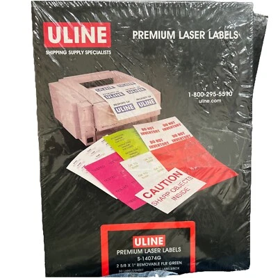 Uline Premium Laser Label Green S-14074G 3000 Labels 2 5/8 X  1”, Removable Flr - Image 1 of 2