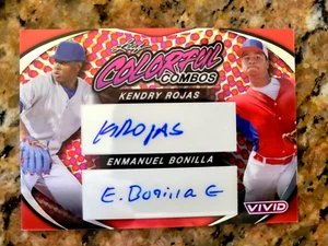 2023 Leaf Vivid Colorful Combos Dual Auto-Kendry Rojas/Enmanuel Bonilla RED #6/8 - Picture 1 of 2