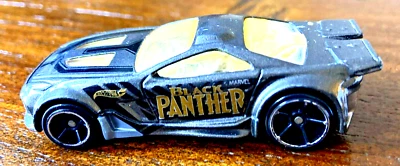Marvel 2009 BLACK PANTHER HOT WHEELS Diecast  Car Gray  & Gold 1:64 - Image 1 of 4
