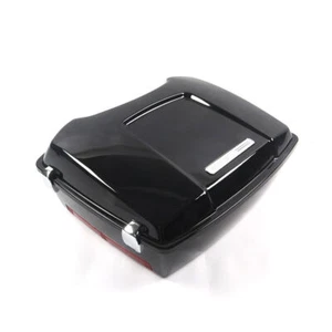 Black Chopped Tour Pak Trunk with Lock & Backrest for 1997-2013 Harley Touring - Picture 1 of 12