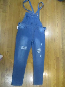 NEW Women Stretch Denim Bib Overalls Straight-Leg Jeans Work Jumpsuit 5-Pocket - Picture 1 of 6