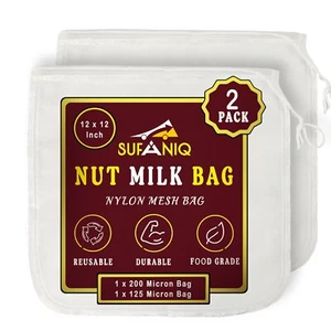 Nut Milk Bag - 2 Pack 12 x 12 Inches 100% Pure Nylon Cheesecloth Bag Premium ... - Picture 1 of 8