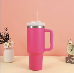 40 Unzen Becher mit Griff und Strohdeckel Edelstahlbecher Isoliertasse - Bild 1 von 4