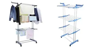 Foldable Extra Large 3 Tier Clothes Airer Laundry Dryer Rack Blue Pink Grey - Picture 1 of 9