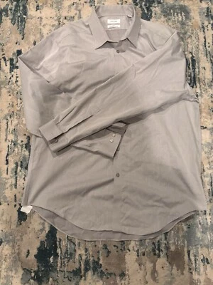 Calvin Klein Infinite Non-Iron Slim Fit Dress Shirt, XL 17 32/33, Gray Easter - Image 1 of 4