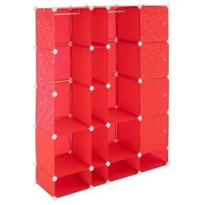 Kleiderschrank Garderobenschrank rot 161x127x37cm Steckregal DIY stapelbar - Bild 1 von 6